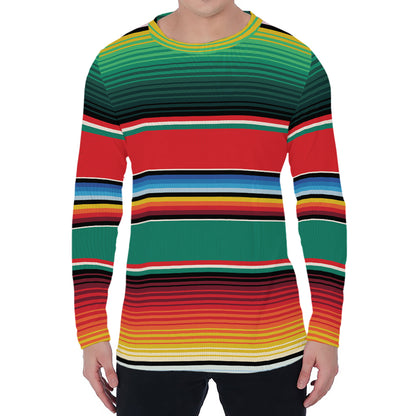 Colorful Mexican Blanket Pattern Print Men's Long Sleeve T-Shirt