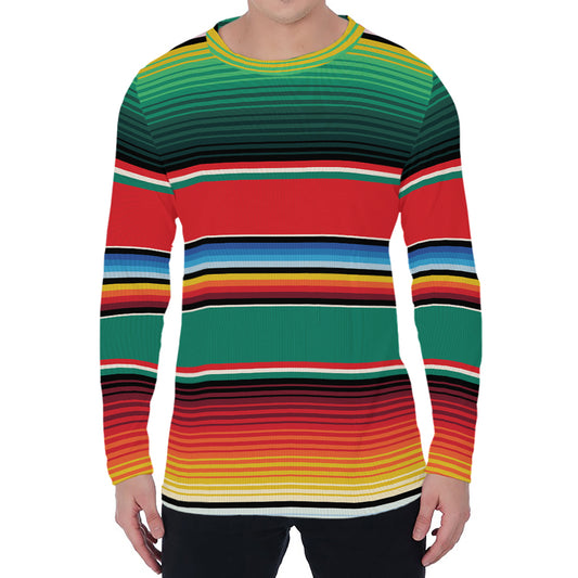 Colorful Mexican Blanket Pattern Print Men's Long Sleeve T-Shirt
