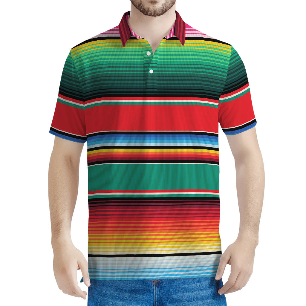 Colorful Mexican Blanket Pattern Print Men's Polo Shirt