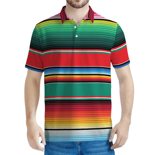 Colorful Mexican Blanket Pattern Print Men's Polo Shirt