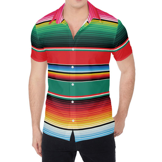 Colorful Mexican Blanket Pattern Print Men's Shirt