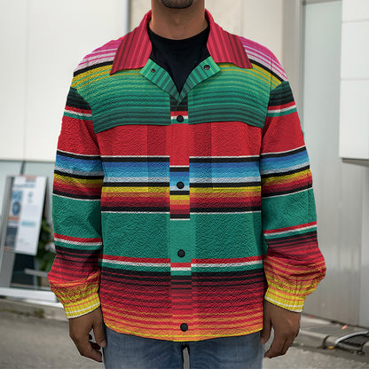 Colorful Mexican Blanket Pattern Print Men's Shirt Jacket
