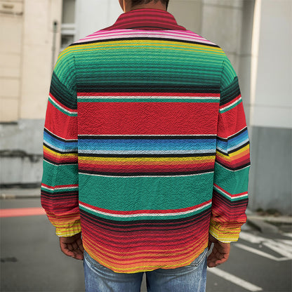 Colorful Mexican Blanket Pattern Print Men's Shirt Jacket