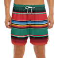 Colorful Mexican Blanket Pattern Print Men's Split Running Shorts