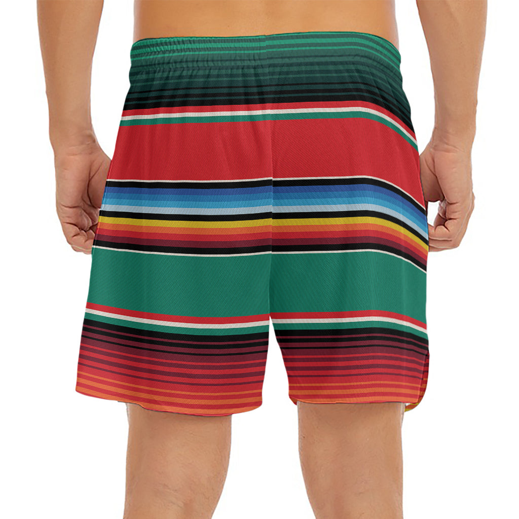 Colorful Mexican Blanket Pattern Print Men's Split Running Shorts