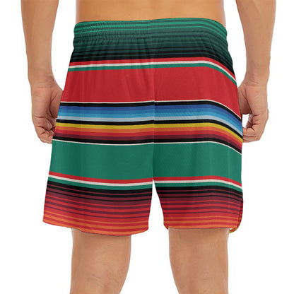 Colorful Mexican Blanket Pattern Print Men's Split Running Shorts