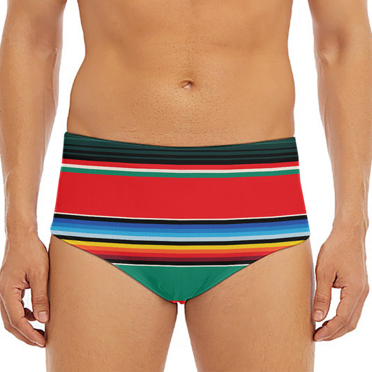Colorful Mexican Blanket Pattern Print Men's Triangle Swim Briefs
