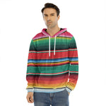 Colorful Mexican Blanket Pattern Print Men's Velvet Pullover Hoodie