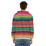 Colorful Mexican Blanket Pattern Print Men's Velvet Pullover Hoodie
