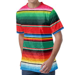 Colorful Mexican Blanket Pattern Print Men's Velvet T-Shirt