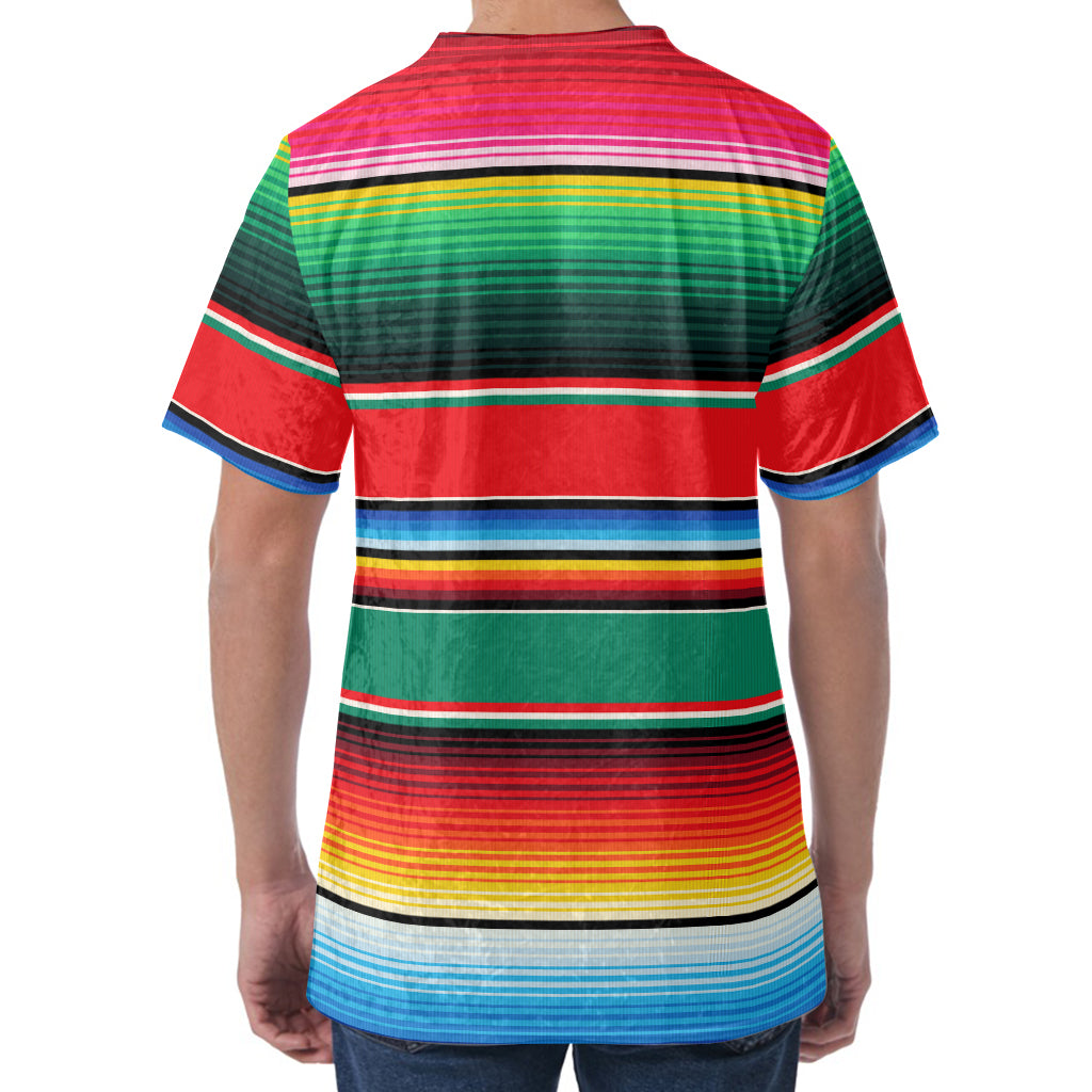 Colorful Mexican Blanket Pattern Print Men's Velvet T-Shirt