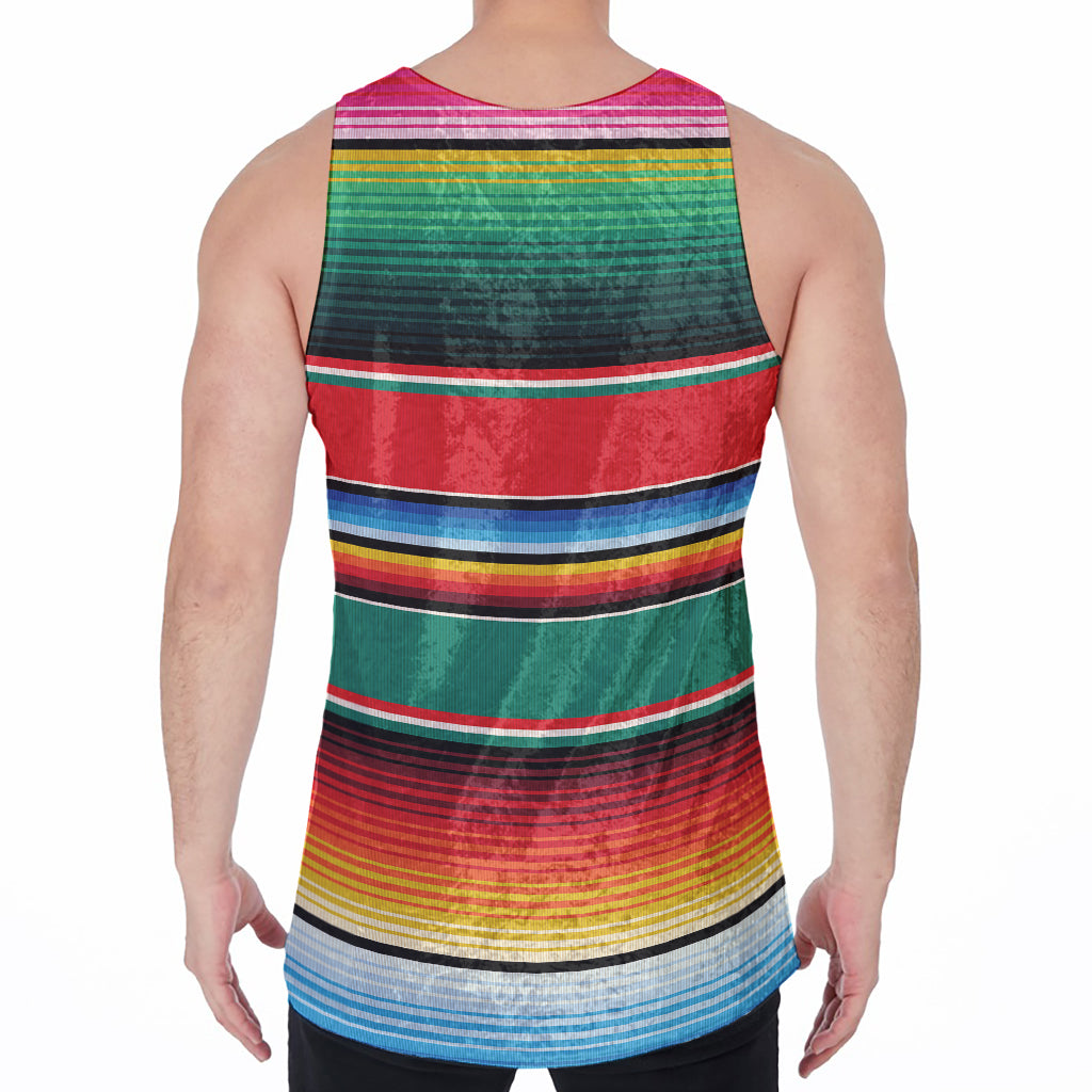 Colorful Mexican Blanket Pattern Print Men's Velvet Tank Top