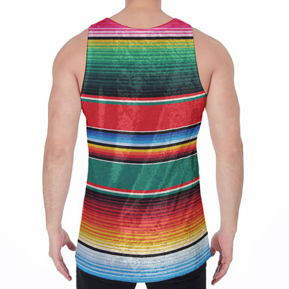 Colorful Mexican Blanket Pattern Print Men's Velvet Tank Top