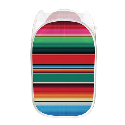 Colorful Mexican Blanket Pattern Print Mesh Laundry Hamper