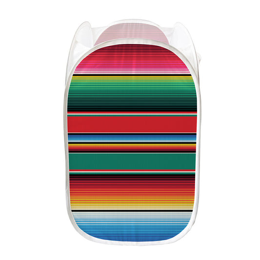 Colorful Mexican Blanket Pattern Print Mesh Laundry Hamper