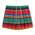 Colorful Mexican Blanket Pattern Print Mesh Shorts