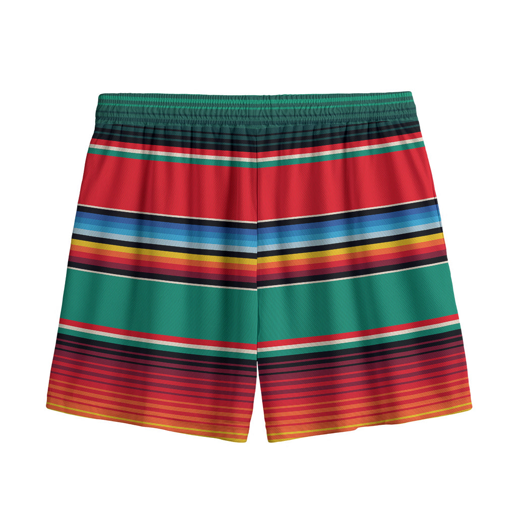 Colorful Mexican Blanket Pattern Print Mesh Shorts