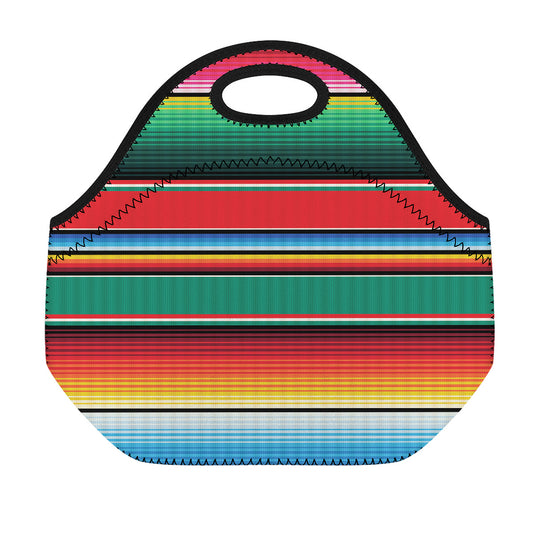 Colorful Mexican Blanket Pattern Print Neoprene Lunch Bag