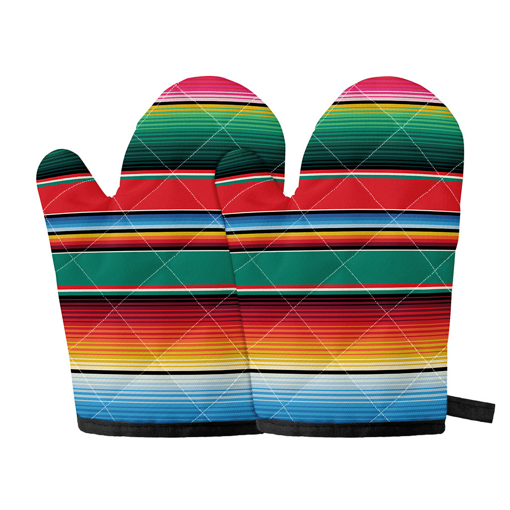 Colorful Mexican Blanket Pattern Print Oven Mitts