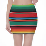 Colorful Mexican Blanket Pattern Print Pencil Mini Skirt