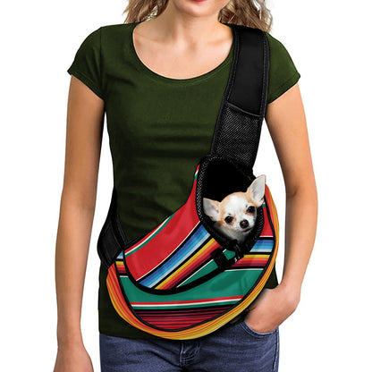 Colorful Mexican Blanket Pattern Print Pet Sling Carrier