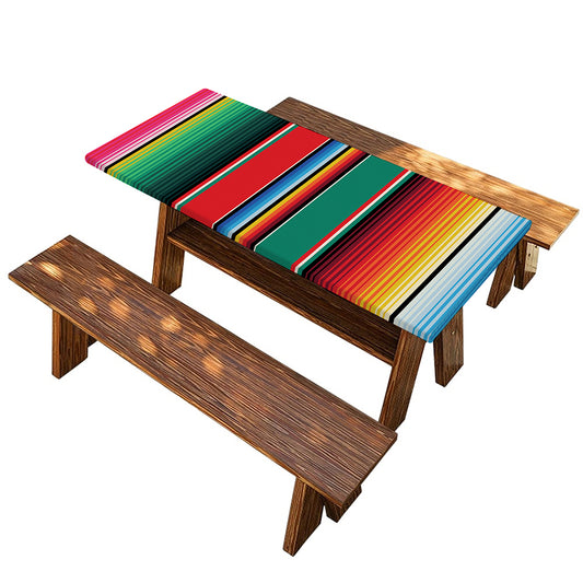Colorful Mexican Blanket Pattern Print Picnic Table Cover