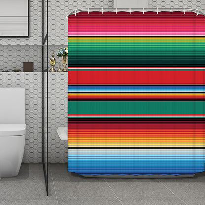 Colorful Mexican Blanket Pattern Print Polyester Shower Curtain