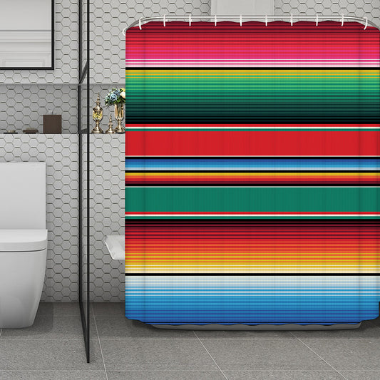 Colorful Mexican Blanket Pattern Print Polyester Shower Curtain