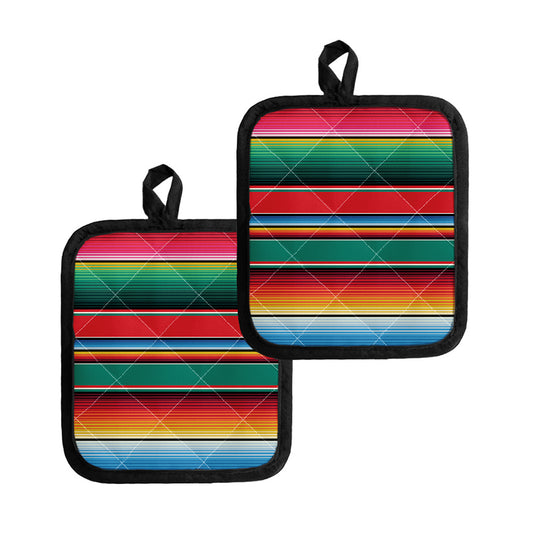 Colorful Mexican Blanket Pattern Print Pot Holders