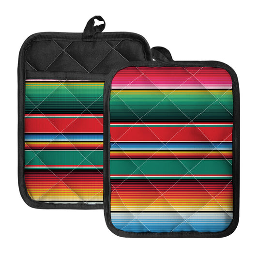 Colorful Mexican Blanket Pattern Print Pot Holders With Pocket