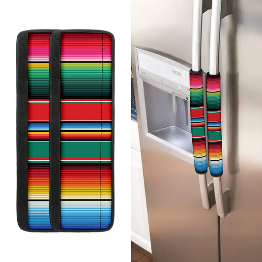 Colorful Mexican Blanket Pattern Print Refrigerator Handle Covers
