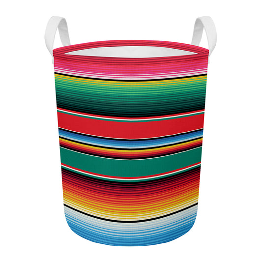 Colorful Mexican Blanket Pattern Print Round Laundry Basket