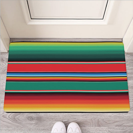 Colorful Mexican Blanket Pattern Print Rubber Doormat