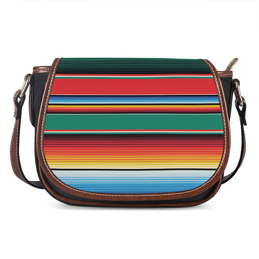 Colorful Mexican Blanket Pattern Print Saddle Bag