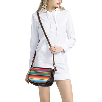 Colorful Mexican Blanket Pattern Print Saddle Bag