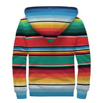 Colorful Mexican Blanket Pattern Print Sherpa Lined Zip Up Hoodie