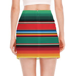 Colorful Mexican Blanket Pattern Print Side Slit Mini Skirt