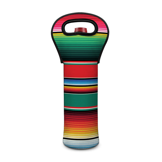 Colorful Mexican Blanket Pattern Print Single Neoprene Wine Tote