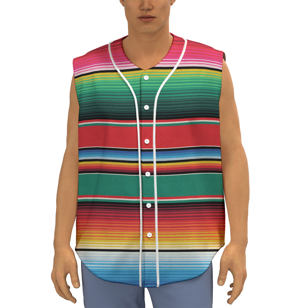 Colorful Mexican Blanket Pattern Print Sleeveless Baseball Jersey