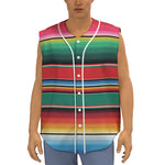 Colorful Mexican Blanket Pattern Print Sleeveless Baseball Jersey
