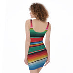Colorful Mexican Blanket Pattern Print Sleeveless Bodycon Dress