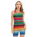 Colorful Mexican Blanket Pattern Print Sleeveless One Piece Swimsuit