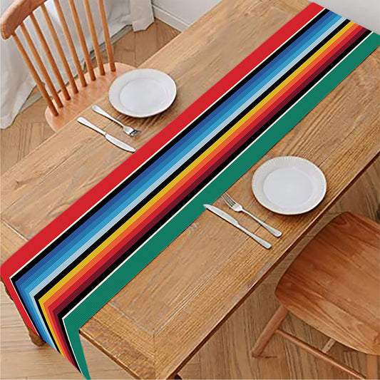Colorful Mexican Blanket Pattern Print Table Runner