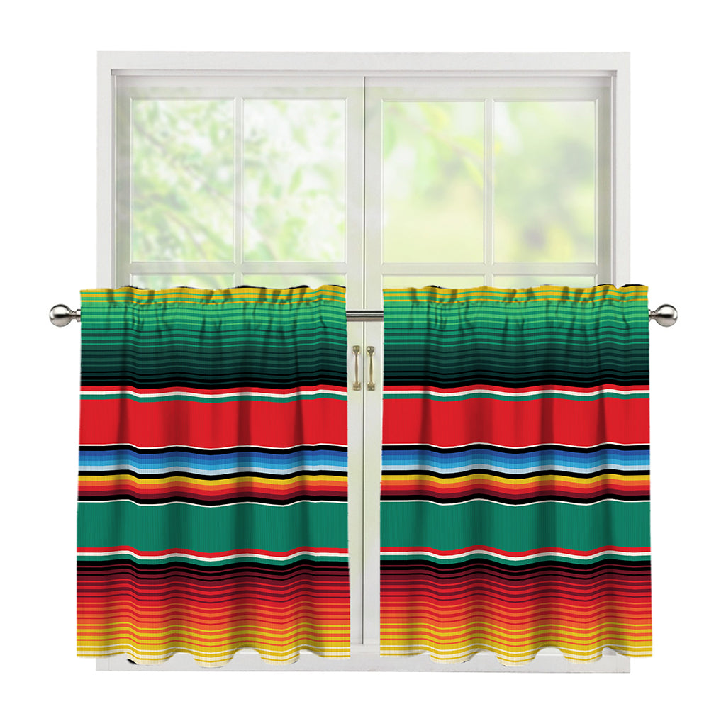 Colorful Mexican Blanket Pattern Print Tier Curtains