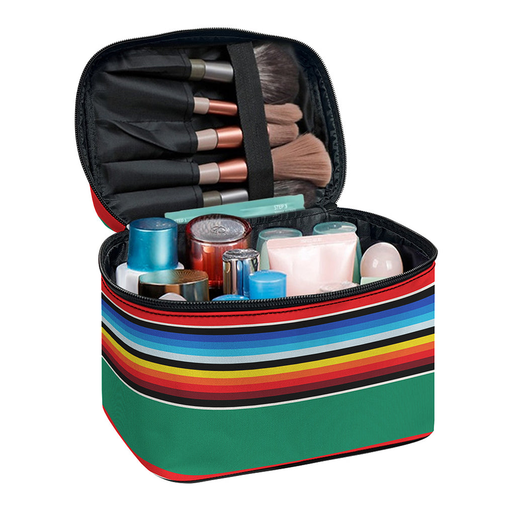Colorful Mexican Blanket Pattern Print Travel Makeup Bag