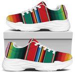 Colorful Mexican Blanket Pattern Print White Chunky Shoes