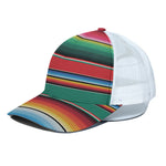 Colorful Mexican Blanket Pattern Print White Mesh Trucker Cap