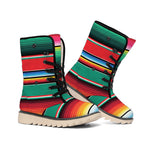 Colorful Mexican Blanket Pattern Print Winter Boots