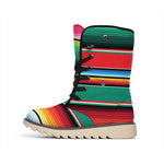 Colorful Mexican Blanket Pattern Print Winter Boots