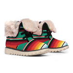Colorful Mexican Blanket Pattern Print Winter Boots